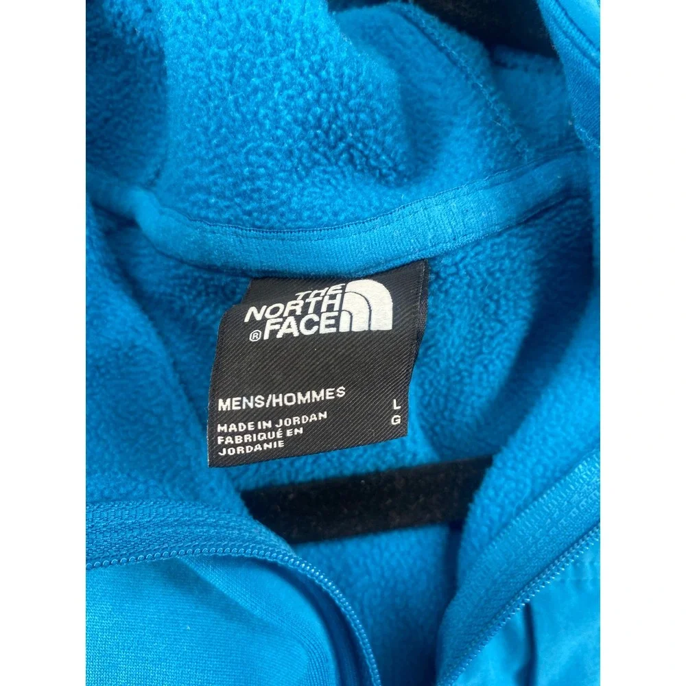 The North Face Full Zip Fleece Hoodie Mens Large Blue Hooded Jacket Chest Pocket
